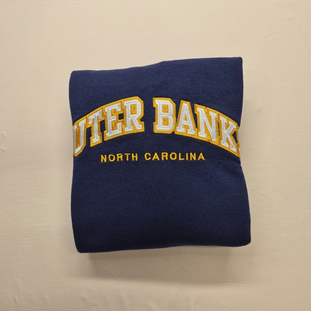 OBX | Outer Banks North Carolina Embroidered Hoodie Navy Blue Small | Preppy